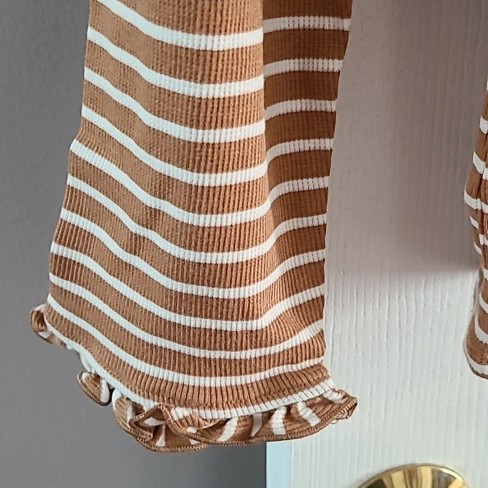 CROFT & BARROW WOMENS BROWN AND WHITE PLUS SIZE STRIPED LONG SLEEVE TOP SIZE XXL - Picture 8 of 12